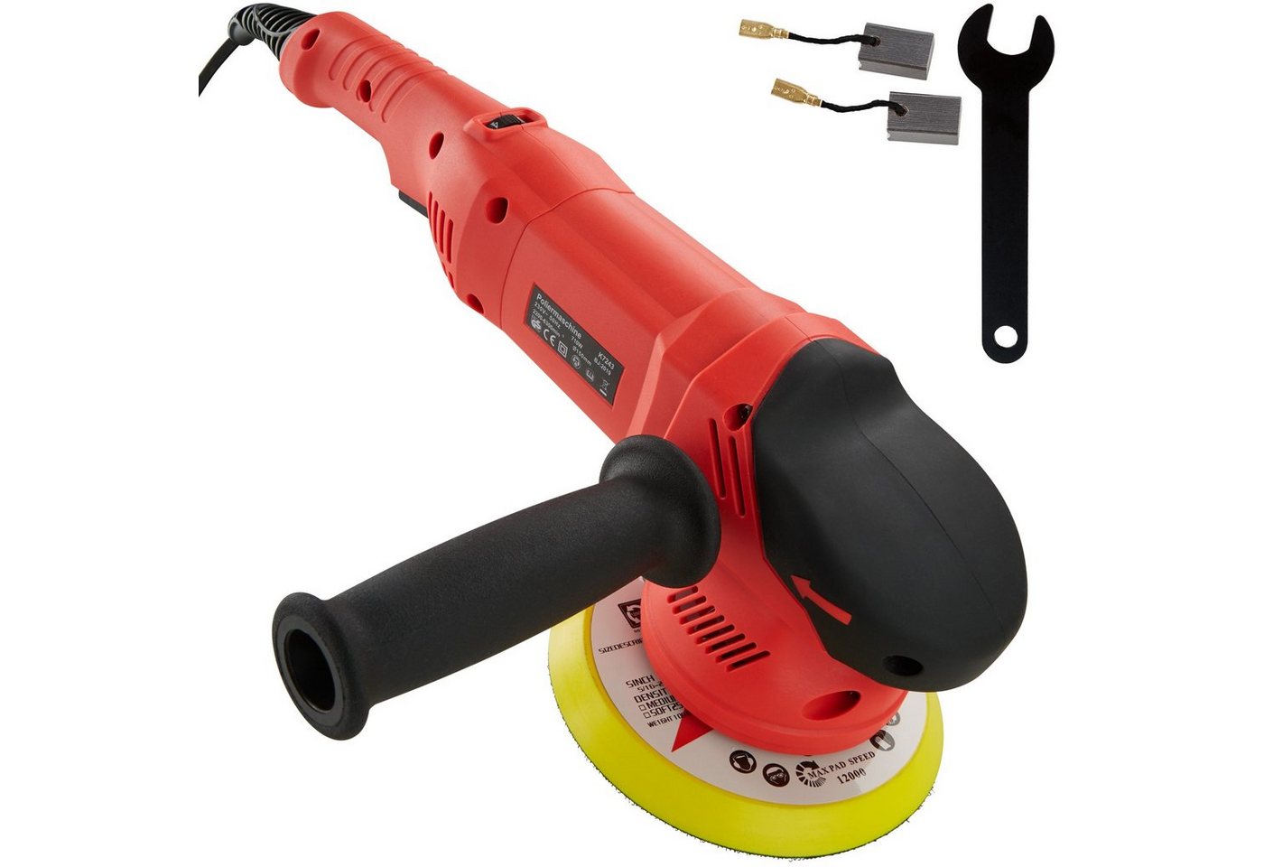 tectake Poliermaschine 3-teiliges Exzenter Poliermaschinen-Set, 6300 max. U/min, Ø 15,00 mm, (3 tlg), 710 W von tectake