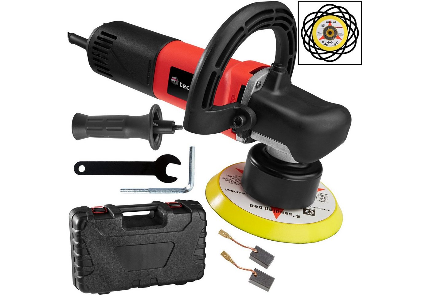tectake Poliermaschine 5-teiliges Exzenter Poliermaschinen-Set, Ø 15,00 mm, (5 tlg), 710 W von tectake