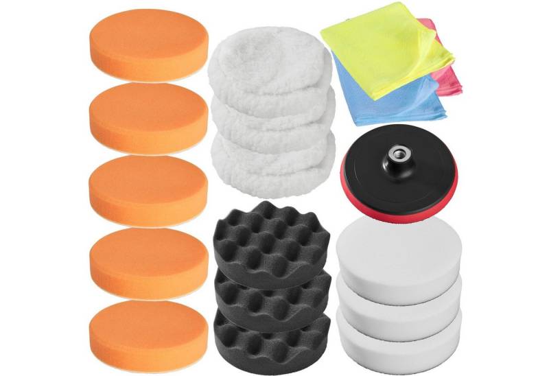 tectake Polierschwamm 18-teiliges Polierschwamm-Set, 3 Polierfelle von tectake