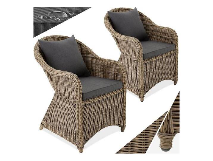 tectake Rattanstuhl 2er Set Rattansessel (2er Set, 2 St), mit Aluminiumgestell, braun, 2 St. von tectake