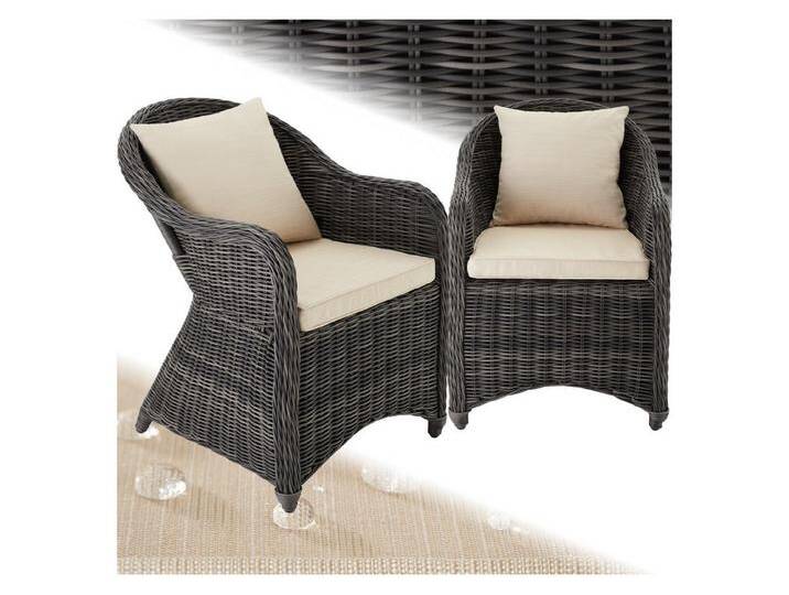 tectake Rattanstuhl 2er Set Rattansessel (Set., 2 St), Natur nachempfundenes Polyrattan, grau, 2 St. von tectake