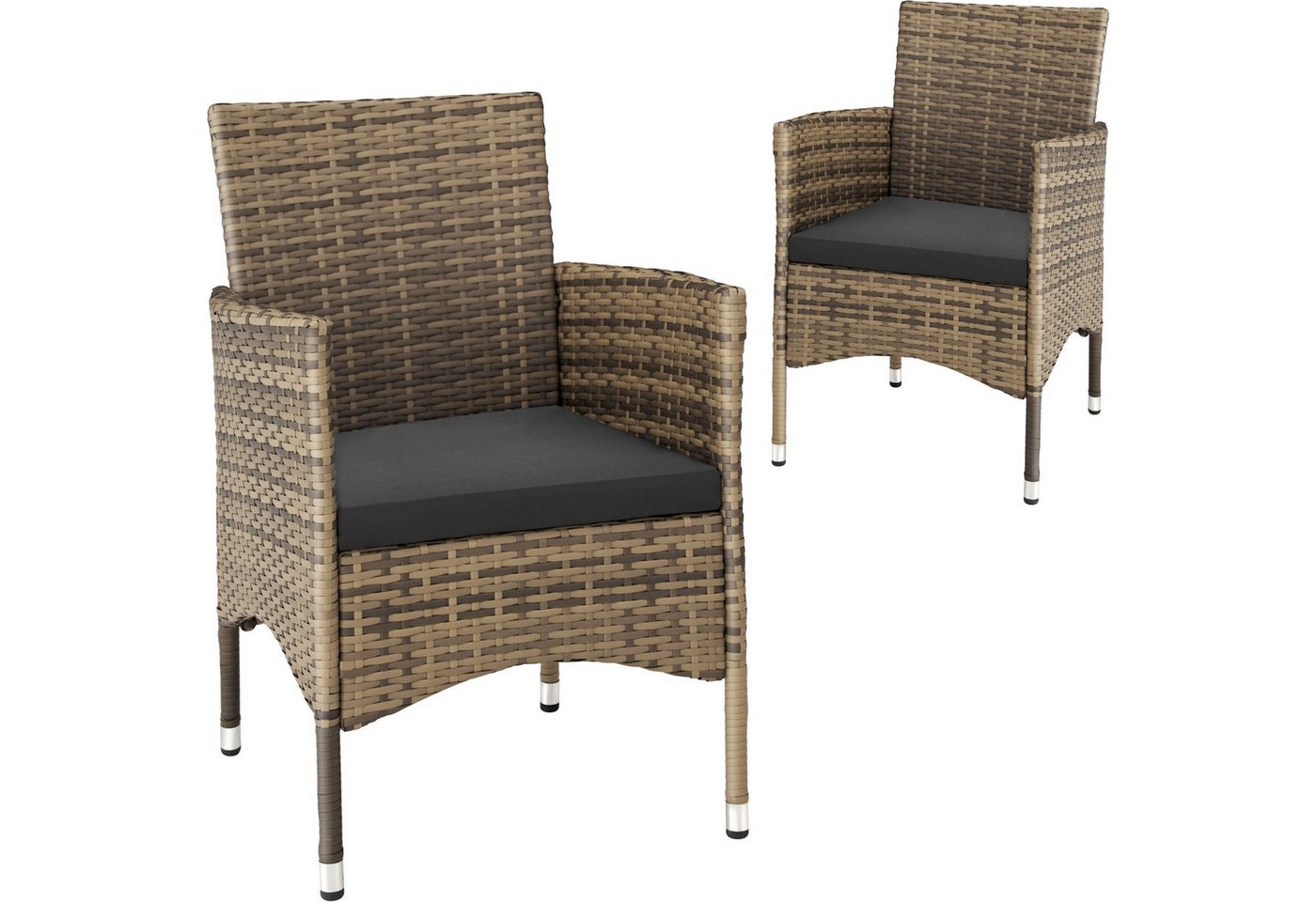 tectake Rattanstuhl 2er Set Rattanstuhl (2er Set, 2 St), widerstandsfähig von tectake