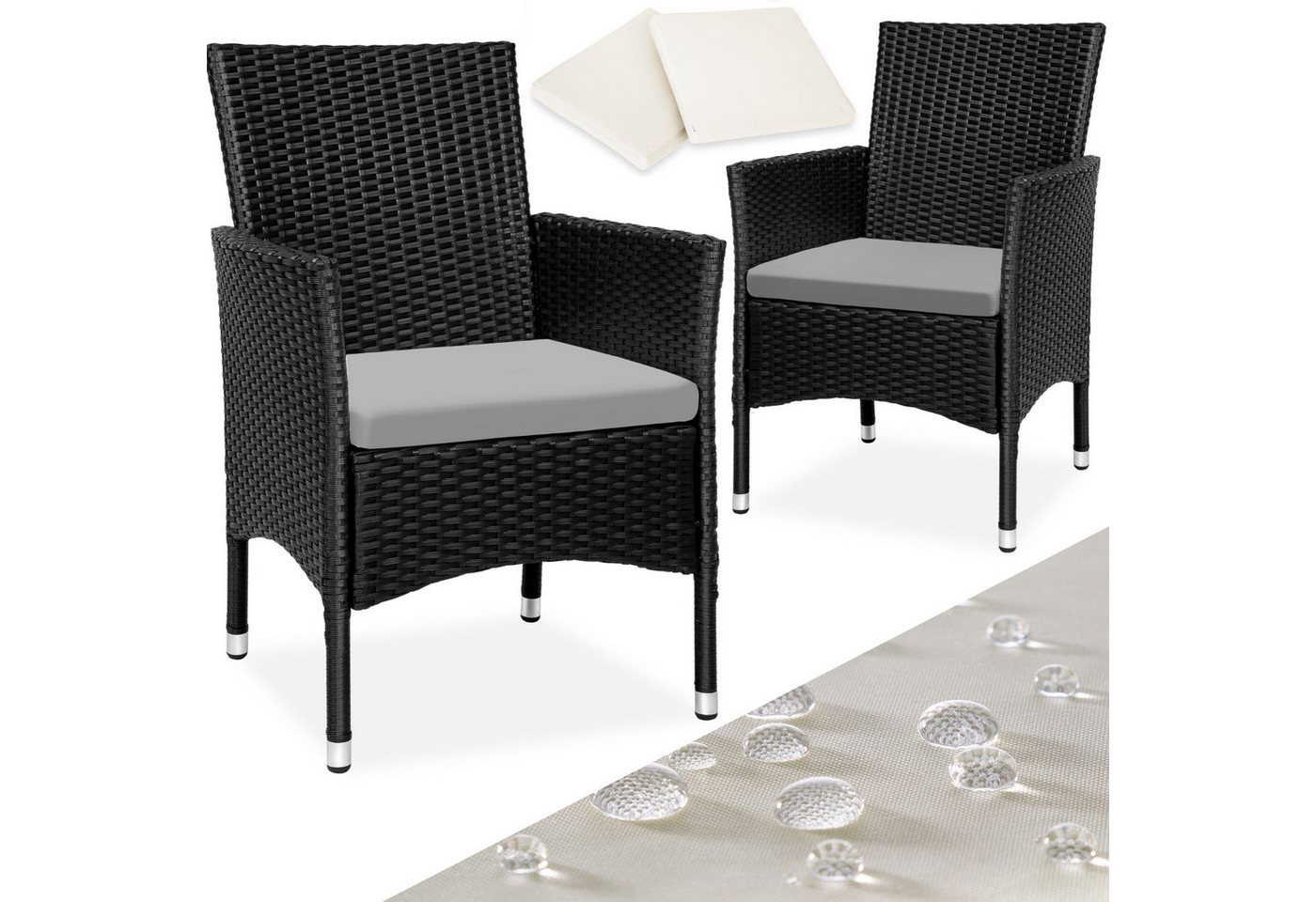 tectake Rattanstuhl 2er Set Rattanstuhl (2er Set, 2 St), widerstandsfähig von tectake