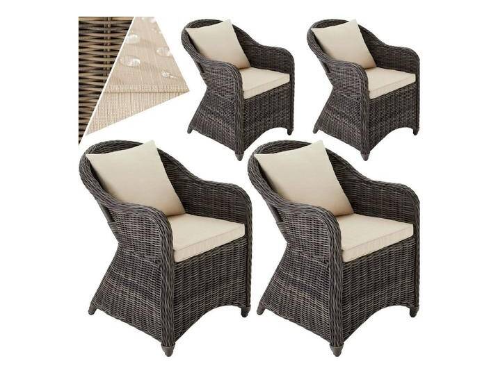 tectake Rattanstuhl 4er Set Rattansessel (4er Set, 1 St), mit Aluminiumgestell, grau, 1 St. von tectake