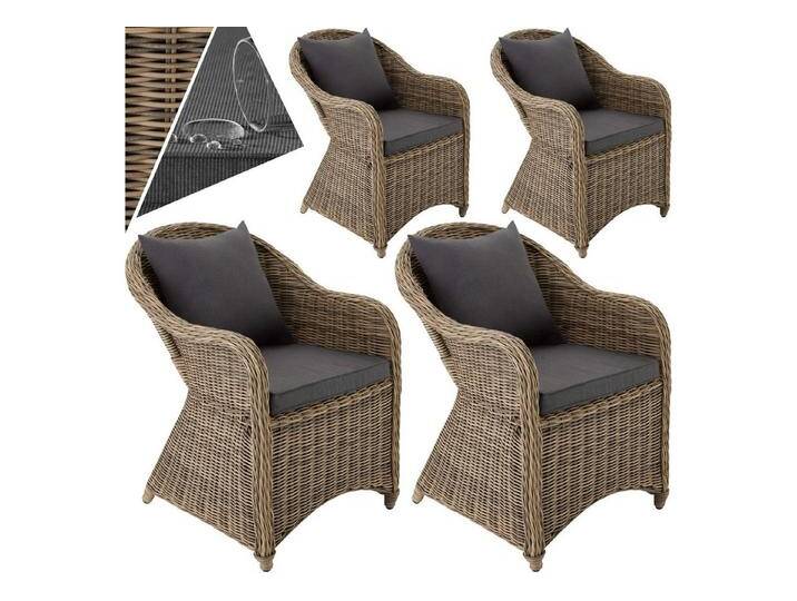 tectake Rattanstuhl 4er Set Rattansessel (4er Set, 4 St), mit Aluminiumgestell, braun, 4 St. von tectake