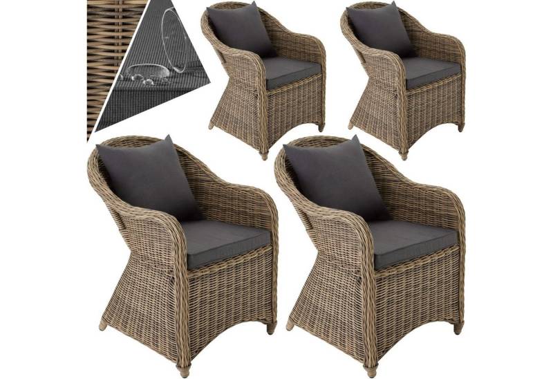 tectake Rattanstuhl 4er Set Rattansessel (4er Set, 4 St), mit Aluminiumgestell von tectake