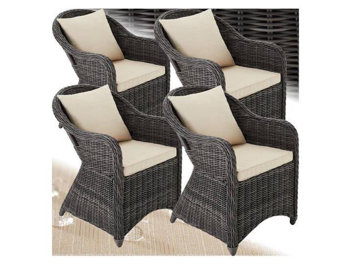 tectake Rattanstuhl 4er Set Rattansessel (Set., 4 St), Natur nachempfundenes Polyrattan, grau, 4 St. von tectake