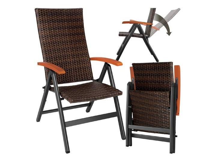 tectake Rattanstuhl Canberra (Set, 1 St), Feines Geflecht aus UV-beständigem Polyrattan, braun, kein Holz von tectake