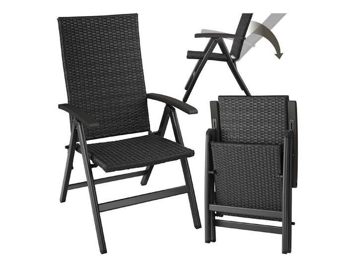 tectake Rattanstuhl Canberra (Set, 1 St), Feines Geflecht aus UV-beständigem Polyrattan, schwarz, kein Holz von tectake