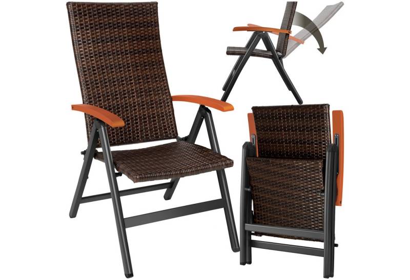tectake Rattanstuhl Canberra (Set, 1 St), Feines Geflecht aus UV-beständigem Polyrattan von tectake