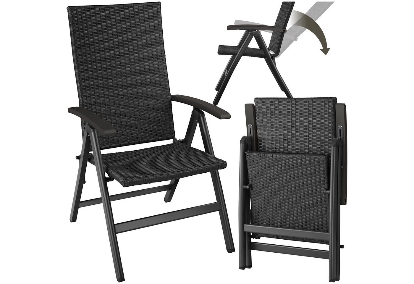 tectake Rattanstuhl Canberra (Set., 1 St), Feines Geflecht aus UV-beständigem Polyrattan von tectake