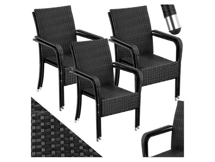 tectake Rattanstuhl Gartenstuhl Girona, stapelbar, Belastbarkeit 120 kg, 58 x 67 x 90 cm (Set., 6 St), Pulverbeschichtetes Stahlgestell für enorme Stabilität von tectake