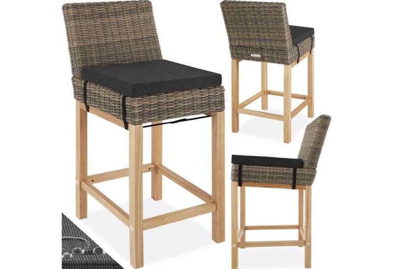 tectake Rattanstuhl Rattan Barstuhl (1er Set, 1 St), mit Aluminiumgestell von tectake