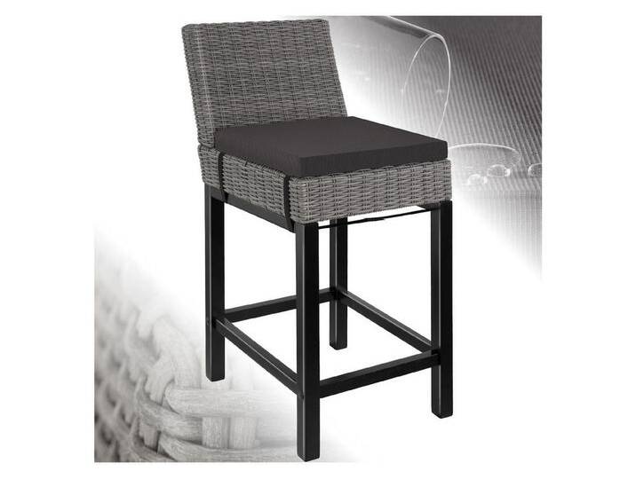 tectake Rattanstuhl Rattan Barstuhl (Set, 1 St), Hochwertiges Geflecht aus UV-beständigem Polyrattan, grau von tectake