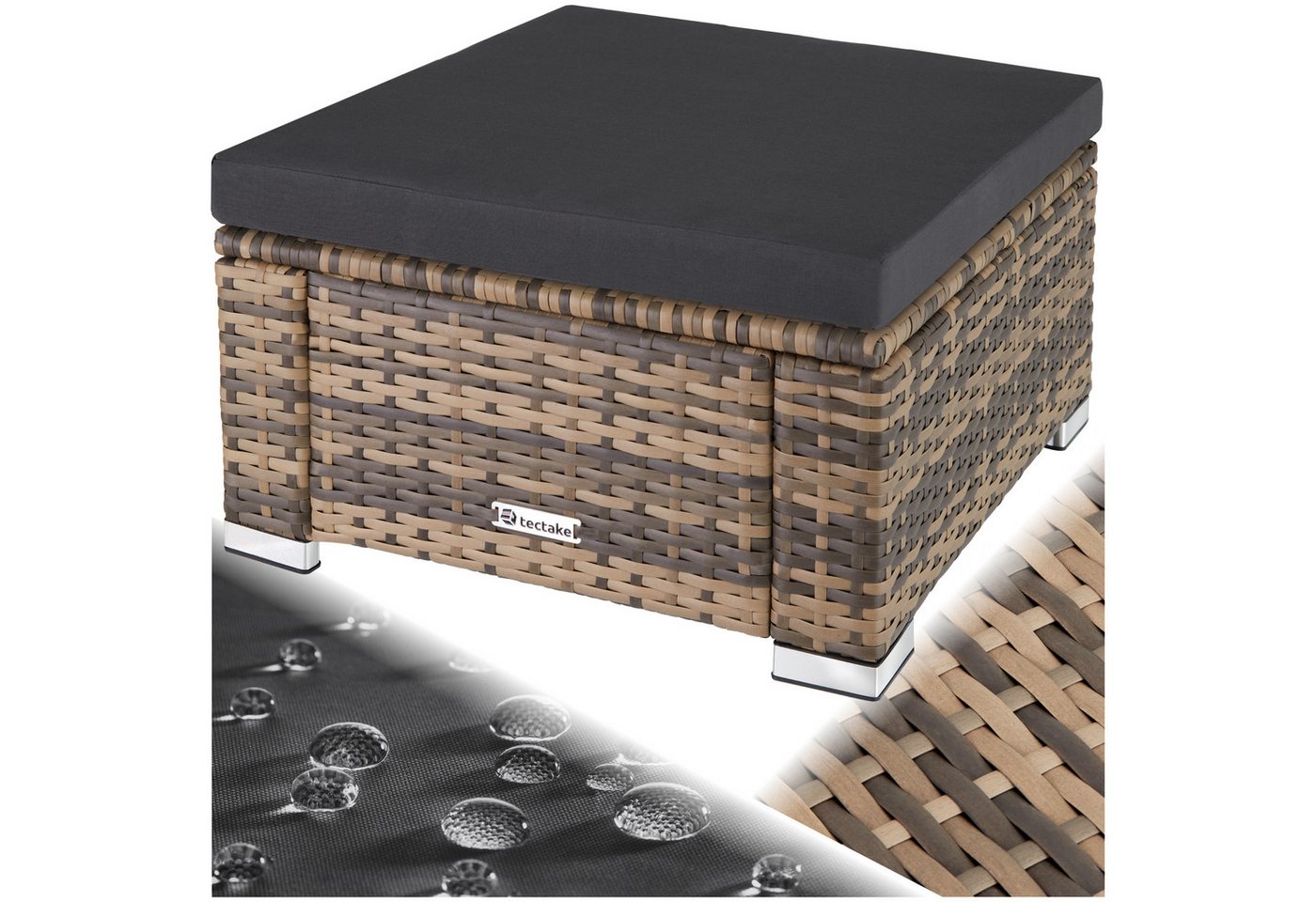tectake Rattanstuhl Rattan Sitzhocker (Set., 1 St), Robuste Konstruktion von tectake