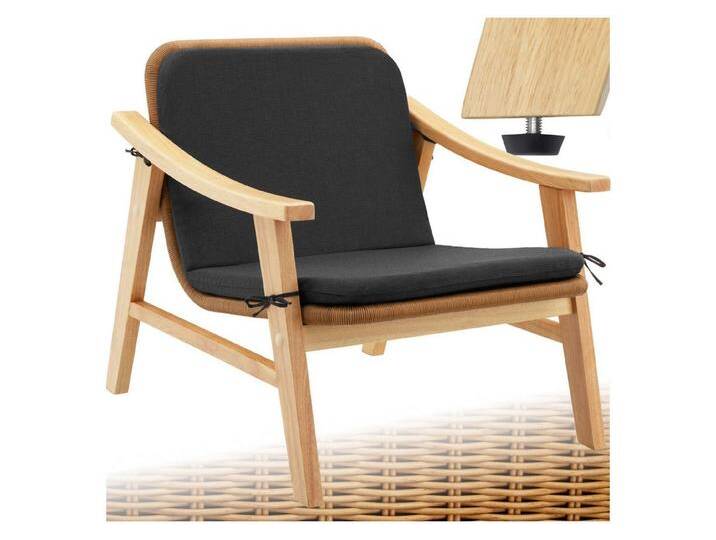 tectake Rattanstuhl Rattan Stuhl (Set, 1 St), Hochwertiges Polyrattan in Rundform mit rostfreiem Aluminiumgestell, beige von tectake