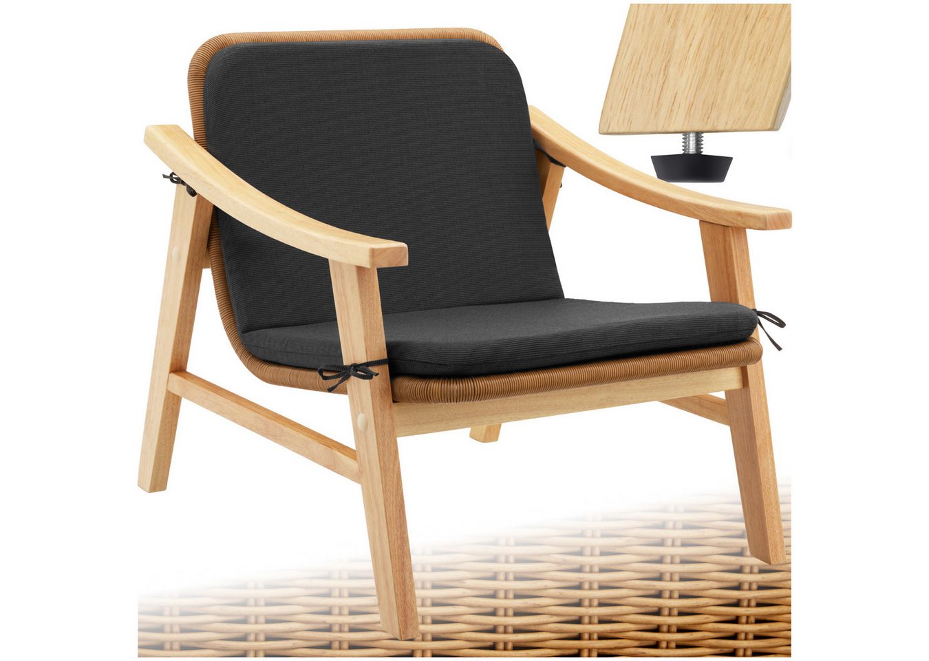 tectake Rattanstuhl Rattan Stuhl (Set, 1 St), Hochwertiges Polyrattan in Rundform mit rostfreiem Aluminiumgestell von tectake