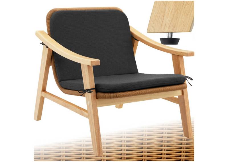 tectake Rattanstuhl Rattan Stuhl (Set, 1 St), Hochwertiges Polyrattan in Rundform mit rostfreiem Aluminiumgestell von tectake