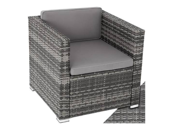 tectake Rattanstuhl Rattansessel (Set., 1 St), Feines Geflecht aus UV-beständigem Polyrattan, grau, grau von tectake