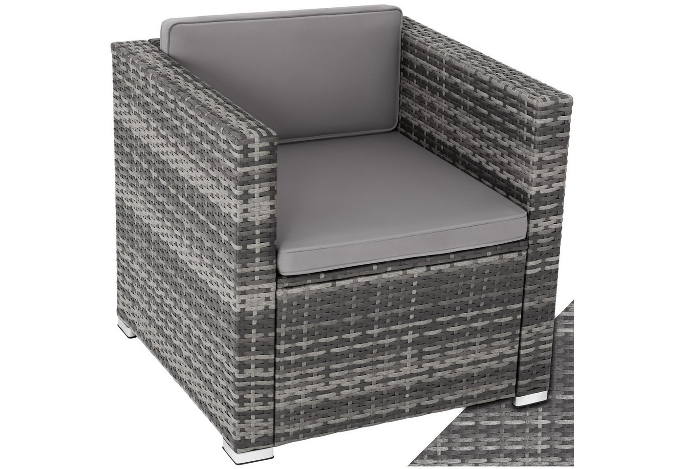 tectake Rattanstuhl Rattansessel (Set., 1 St), Feines Geflecht aus UV-beständigem Polyrattan von tectake