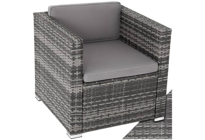tectake Rattanstuhl Rattansessel (Set., 1 St), Feines Geflecht aus UV-beständigem Polyrattan von tectake