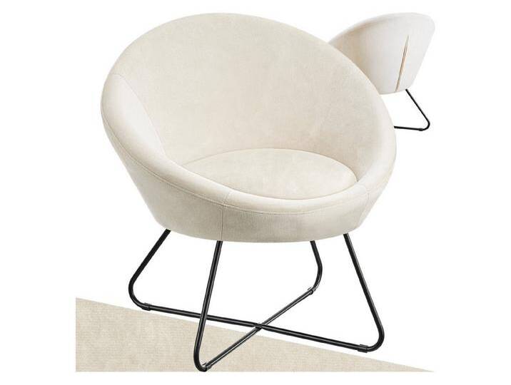 tectake Relaxsessel Cocktailsessel Centera, Belastbarkeit 120 kg, 83 x 73 x 82 cm, gepolstert, mit Bouclé- oder Samtbezug, beige, Samtoptik beige von tectake