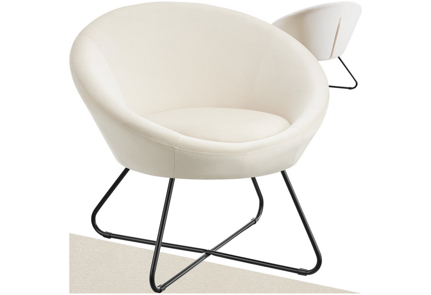 tectake Relaxsessel Cocktailsessel, gepolstert, mit Bouclé- oder Samtbezug von tectake