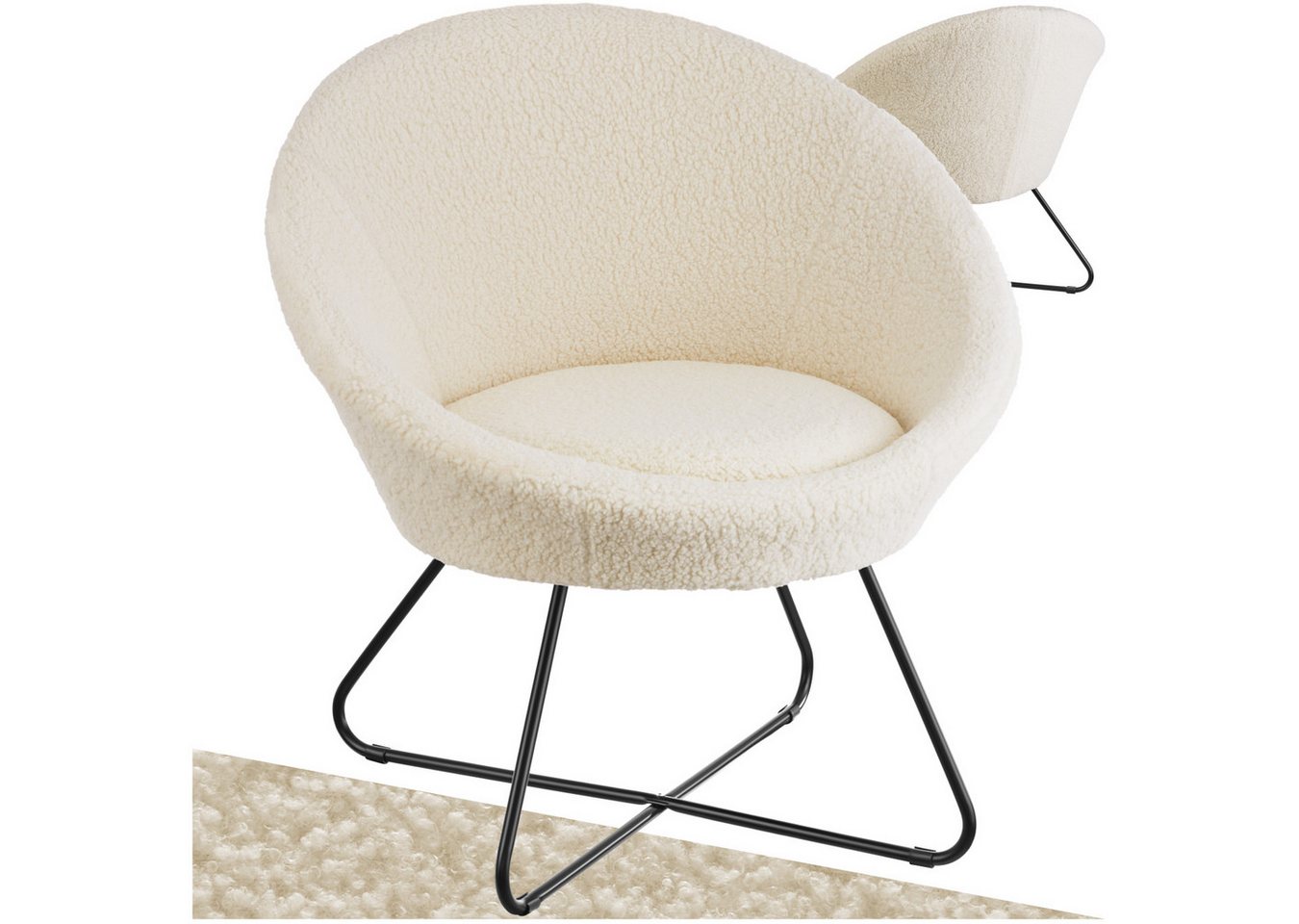 tectake Relaxsessel Cocktailsessel, gepolstert, mit Bouclé- oder Samtbezug von tectake