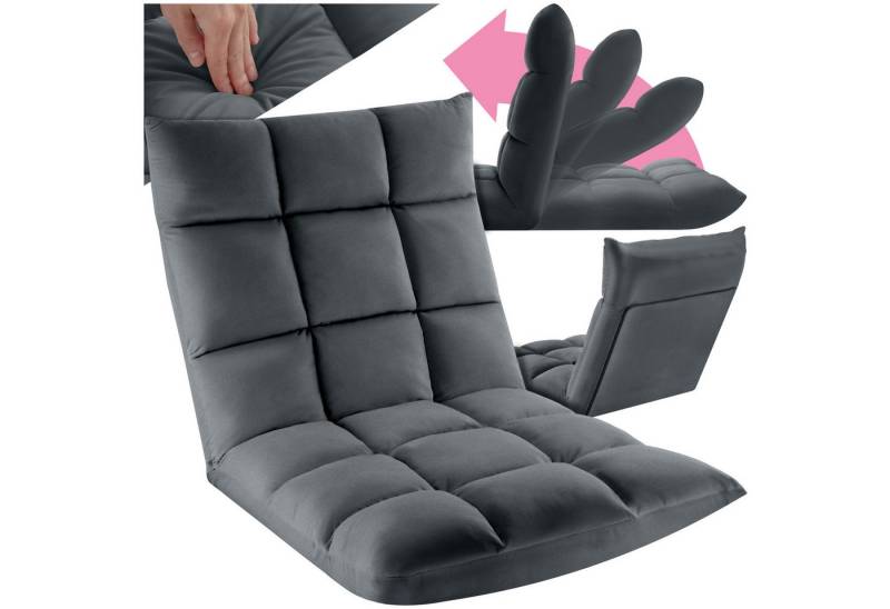 tectake Relaxsessel Fernsehsessel Snooze, 2 in 1 Samt, 14-fach verstellbar, 2 in 1 als Sessel oder Liege, gepolstert, mit Samtbezug von tectake