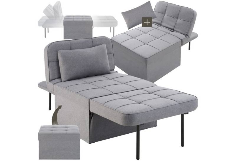 tectake Relaxsessel Schlafhocker, 4 in 1 als Hocker, Sessel, Lounger oder Bett von tectake