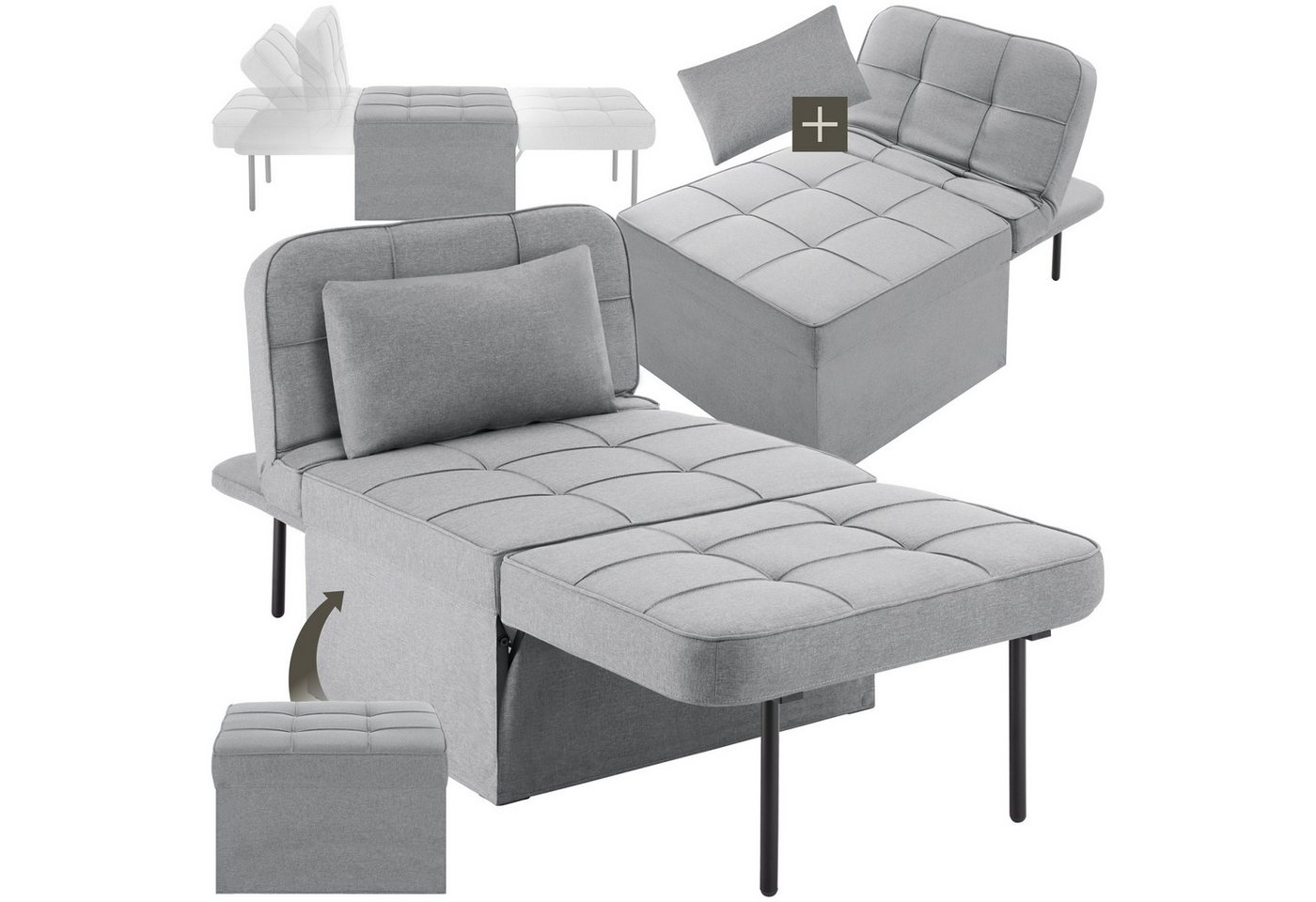 tectake Relaxsessel Schlafhocker, 4 in 1 als Hocker, Sessel, Lounger oder Bett tectake Relaxsessel Schlafhocker, 4 in 1 als Hocker, Sessel, Lounger oder Bett von tectake