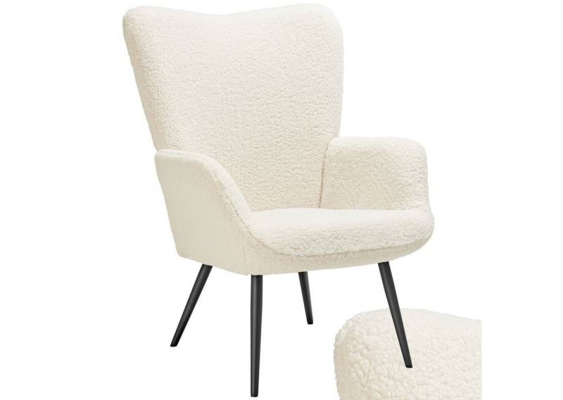 tectake Relaxsessel Sessel Hygge gepolstert, Bouclé-Stoff, Belastbarkeit 150 kg, Ergonomische Rückenlehne und Armlehnen für höchsten Komfort von tectake