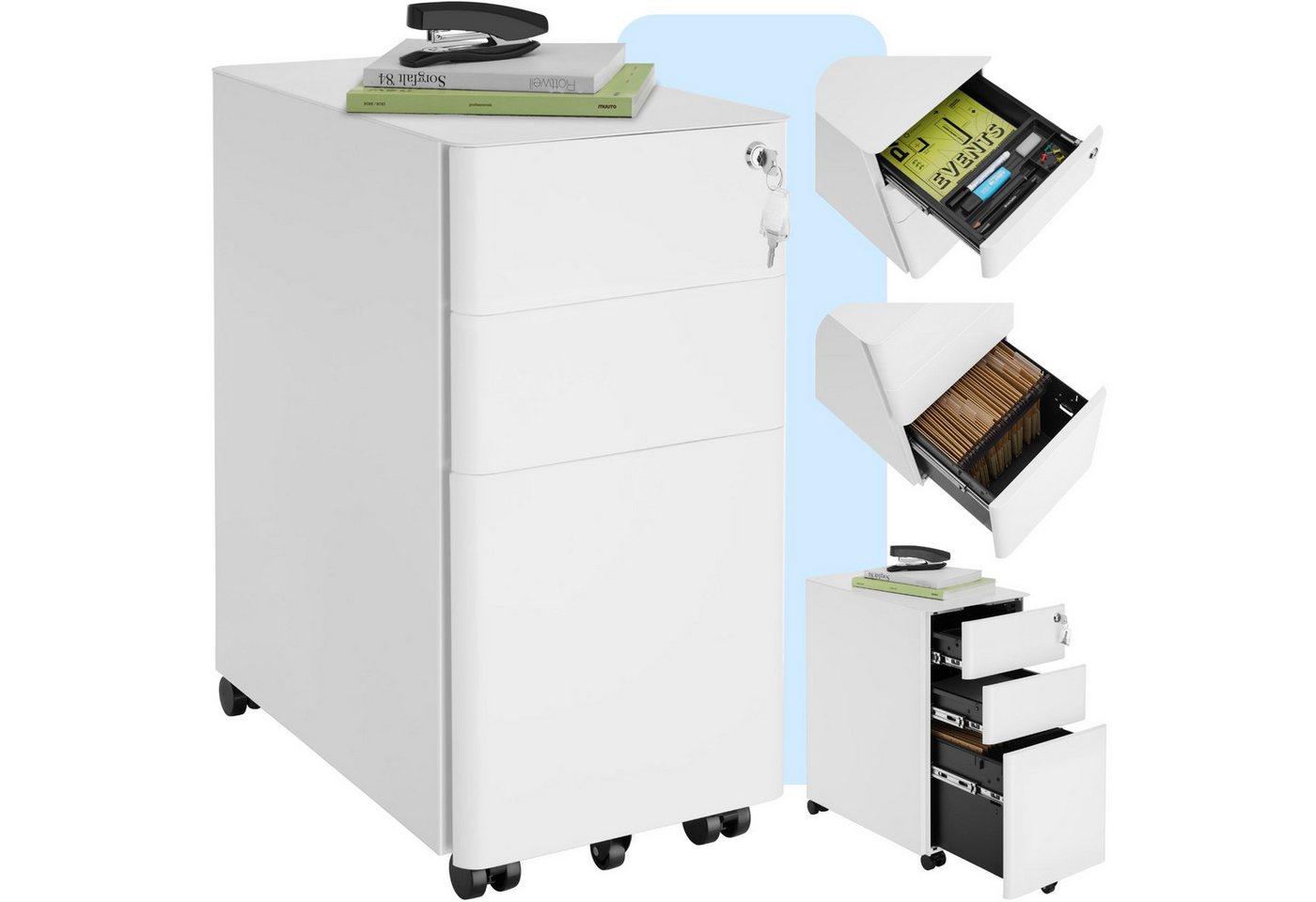 tectake Rollcontainer Aktenrollschrank, aus pulverbeschichtetem Stahl tectake Rollcontainer Aktenrollschrank, aus pulverbeschichtetem Stahl von tectake