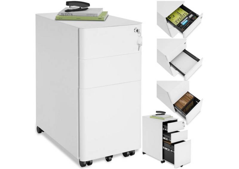 tectake Rollcontainer Aktenrollschrank, aus pulverbeschichtetem Stahl von tectake