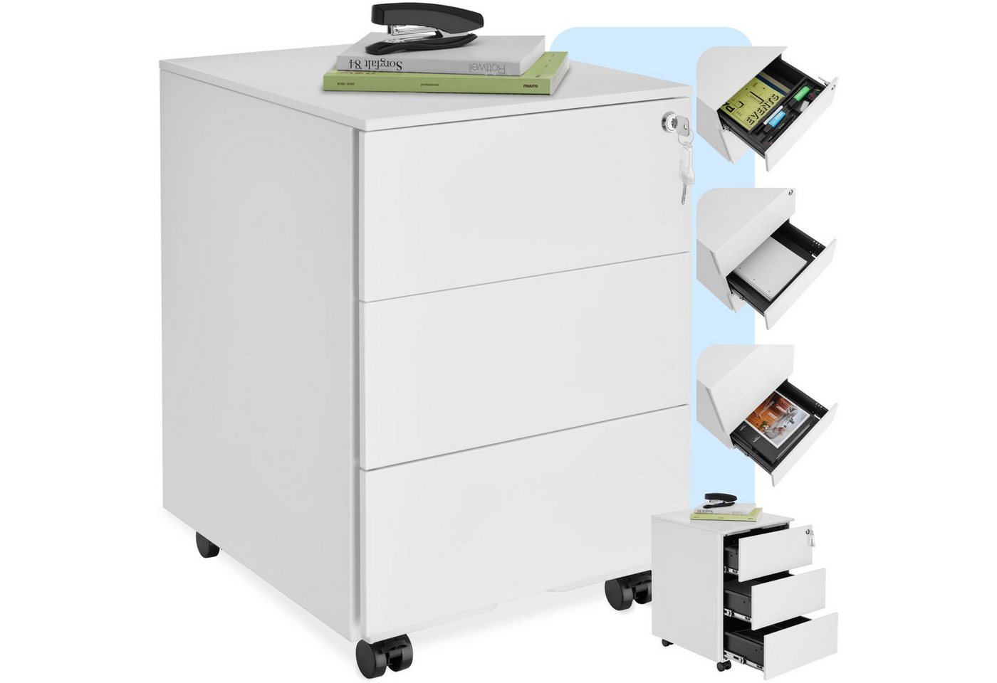 tectake Rollcontainer Aktenrollschrank, aus pulverbeschichtetem Stahl tectake Rollcontainer Aktenrollschrank, aus pulverbeschichtetem Stahl von tectake