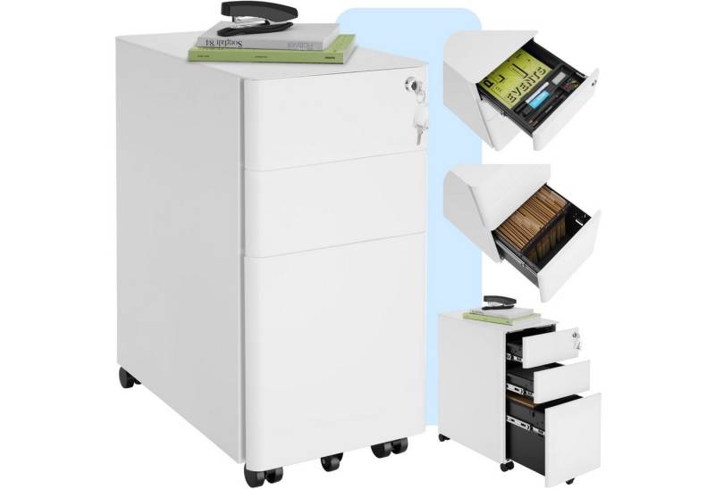 tectake Rollcontainer Aktenrollschrank, aus pulverbeschichtetem Stahl von tectake