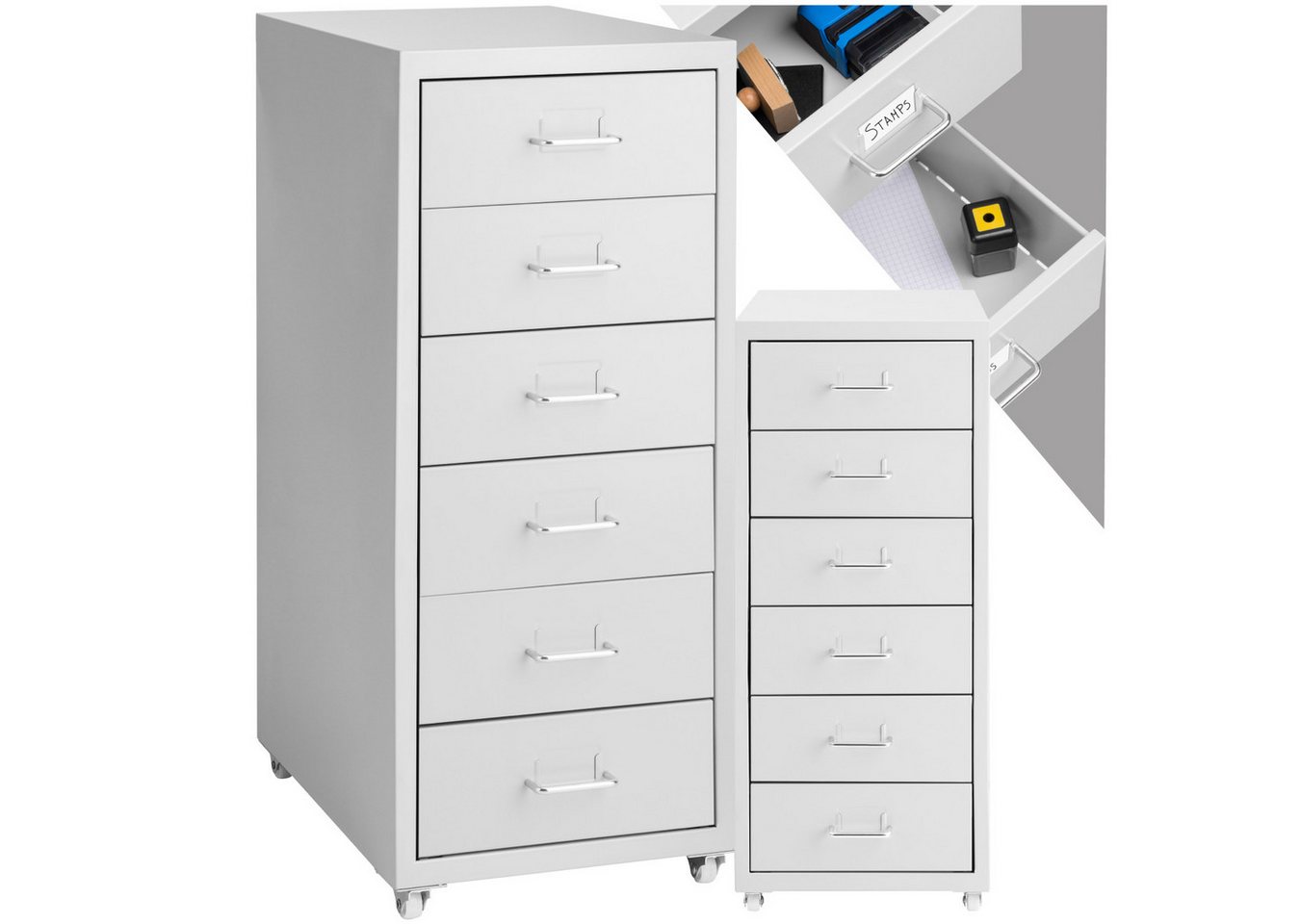 tectake Rollcontainer Rollschrank aus Metall 41x28x69cm, aus Stahl tectake Rollcontainer Rollschrank aus Metall 41x28x69cm, aus Stahl von tectake