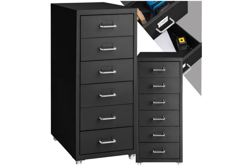 tectake Rollcontainer Rollschrank aus Metall 41x28x69cm, aus Stahl von tectake