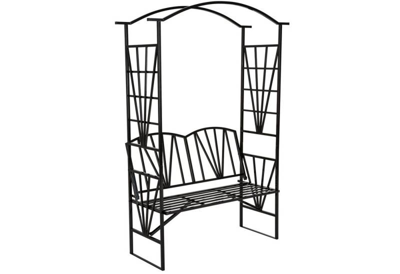 tectake Rosenbogen Rankgitter mit Sitzbank 210 cm, aus Stahl von tectake