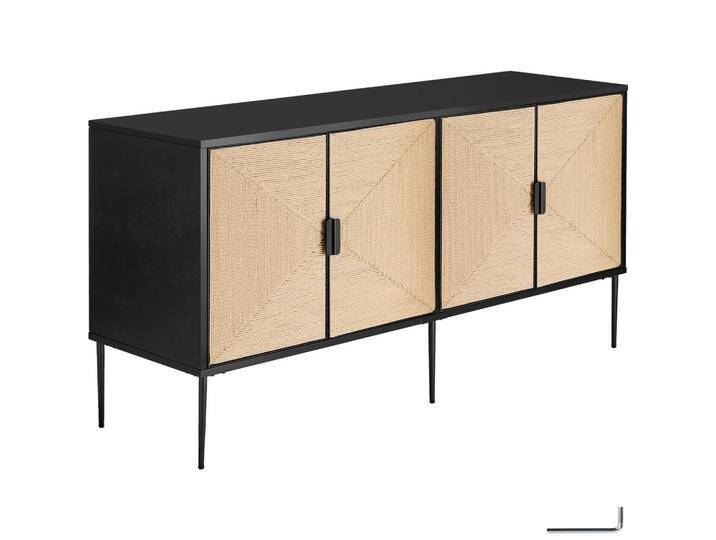 tectake SIDEBOARD, Schwarz, Braun, Holz, Abstrakt, Rechteckig, 150x77x47 cm, Wohnzimmer, Kommoden & Sideboards, Sideboards tectake SIDEBOARD, Schwarz, Braun, Holz, Abstrakt, Rechteckig, 150x77x47 cm, Wohnzimmer, Kommoden & Sideboards, Sideboards von tectake
