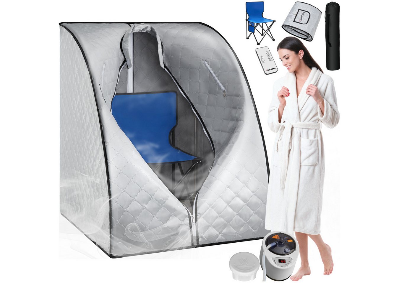 tectake Sauna Mobile Dampfsauna, 2 Liter Dampfgenerator mit 1000 W von tectake