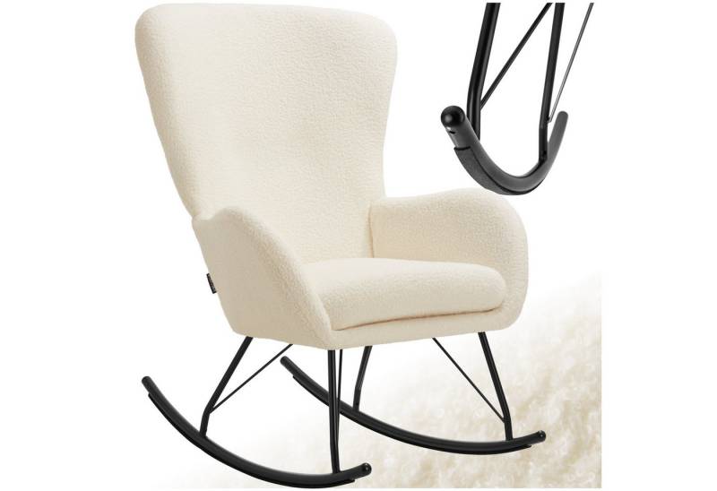 tectake Schaukelstuhl Relaxsessel Swing mit Stahlkufen und dicker Polsterung (Set., 1 St), Abnehmbares, extradickes Sitzpolster mit waschbarem Bezug von tectake