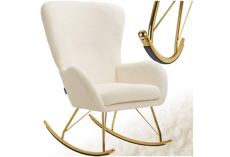 tectake Schaukelstuhl Relaxsessel Swing mit Stahlkufen und dicker Polsterung (Set., 1 St), Abnehmbares, extradickes Sitzpolster mit waschbarem Bezug von tectake