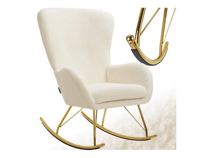 tectake Schaukelstuhl Relaxsessel Swing mit Stahlkufen und dicker Polsterung (Set., 1 St), Abnehmbares, extradickes Sitzpolster mit waschbarem Bezug von tectake