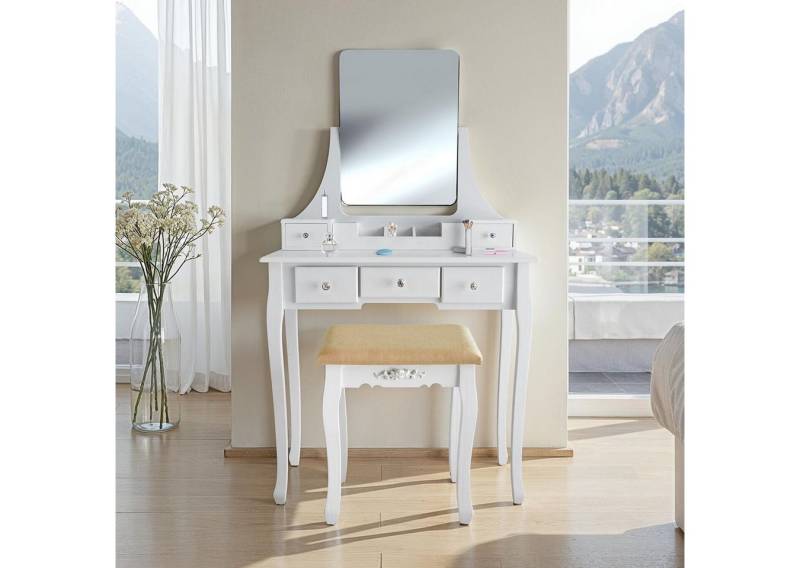 tectake Schminktisch Frisiertisch Claire mit Hocker (2 tlg), Edler Schminktisch in moderner Optik von tectake