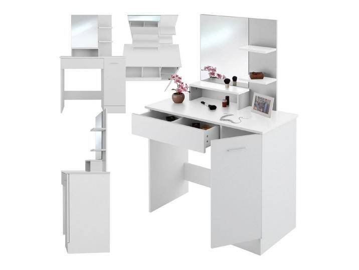 tectake Schminktisch Frisiertisch Zoe (1-St., 1 tlg), Moderner Schminktisch mit großem Spiegel, weiß, Weiß von tectake