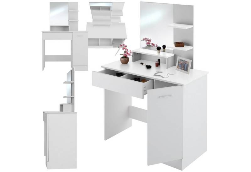 tectake Schminktisch Frisiertisch Zoe (1-St., 1 tlg), Moderner Schminktisch mit großem Spiegel von tectake