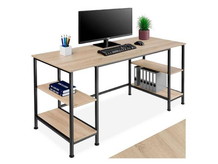 tectake Schreibtisch Computer-Schreibtisch (1-St., 1 tlg), Geradlinig designter Schreibtisch im typischen Industrie-Stil, braun, Industrial Holz Hell von tectake