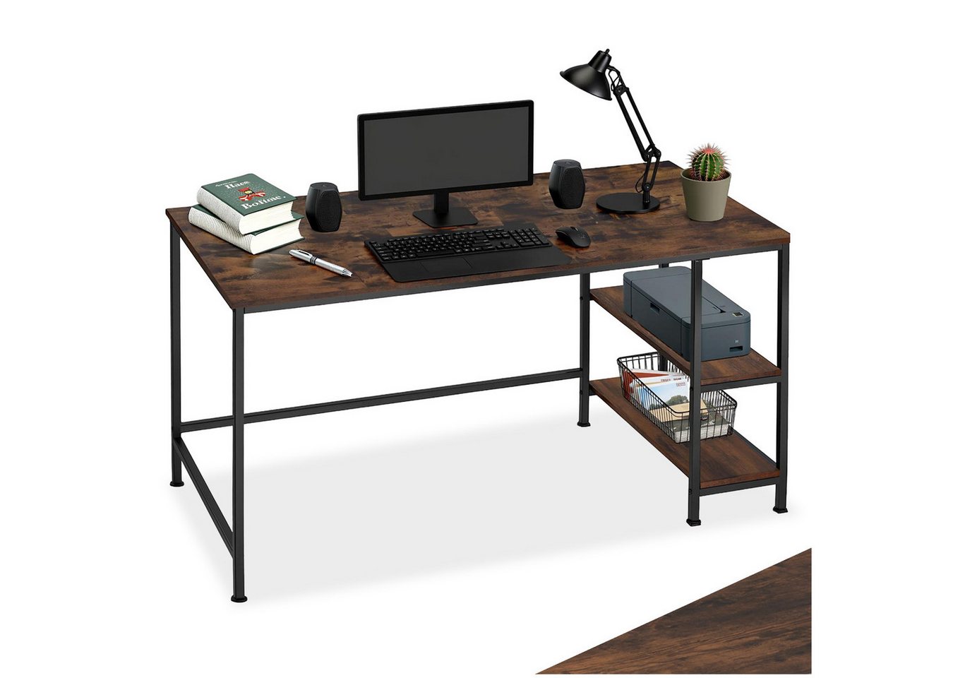 tectake Schreibtisch Computer-Schreibtisch (1-St., 1 tlg), Geradliniger Computer-Schreibtisch im minimalistischen Industrie-Stil von tectake