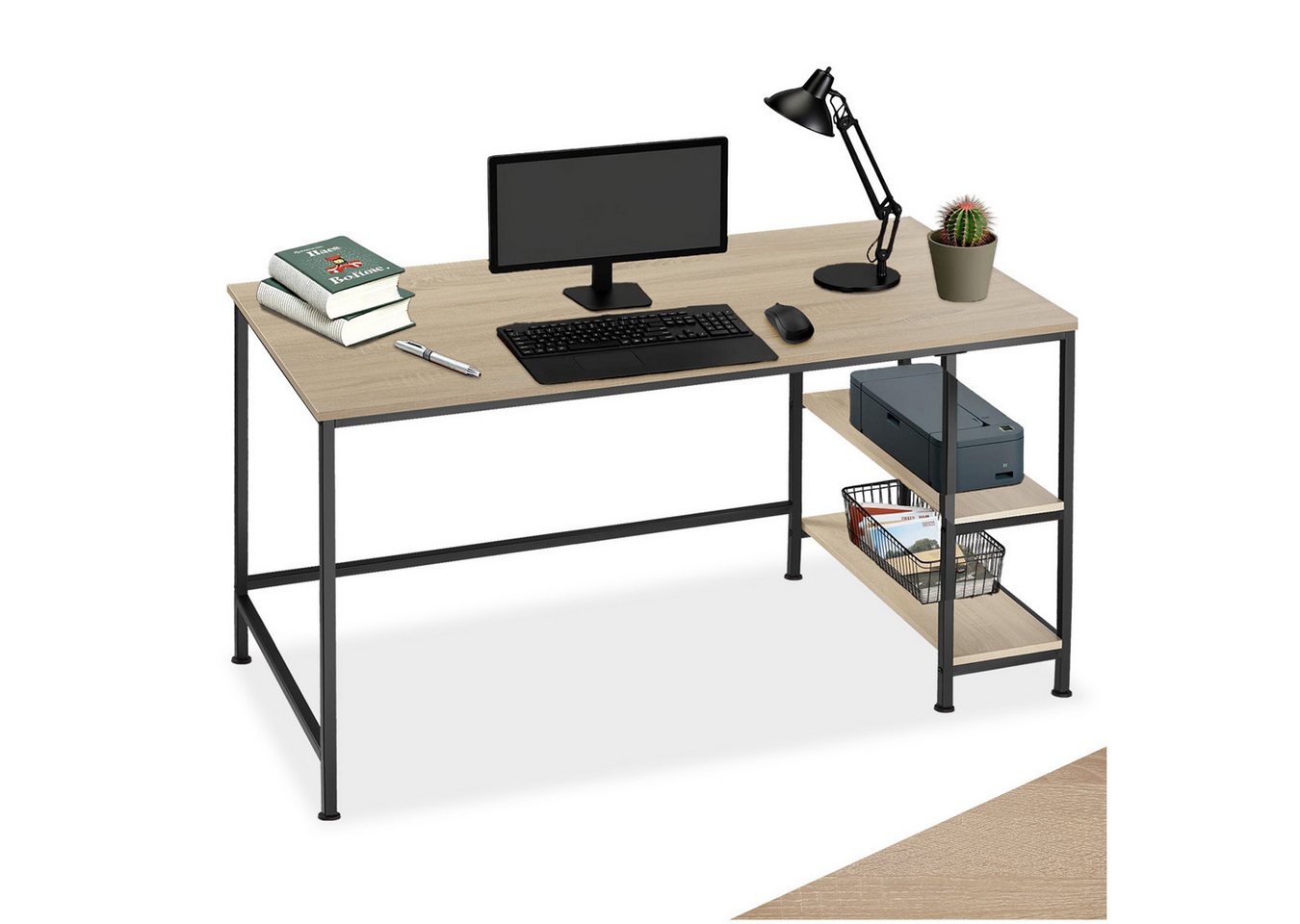 tectake Schreibtisch Computer-Schreibtisch (1-St., 1 tlg), Geradliniger Computer-Schreibtisch im minimalistischen Industrie-Stil von tectake